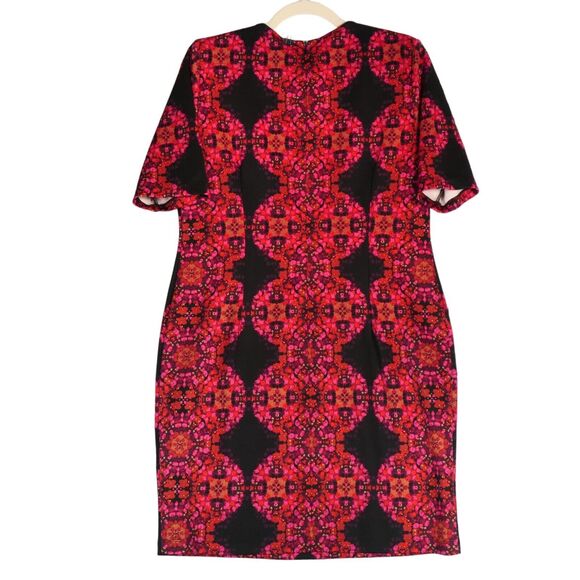 Red Pink and Black Dress Womens Size 14 Very Stretchy Sheath Shift Pencil - Picture 5 of 10